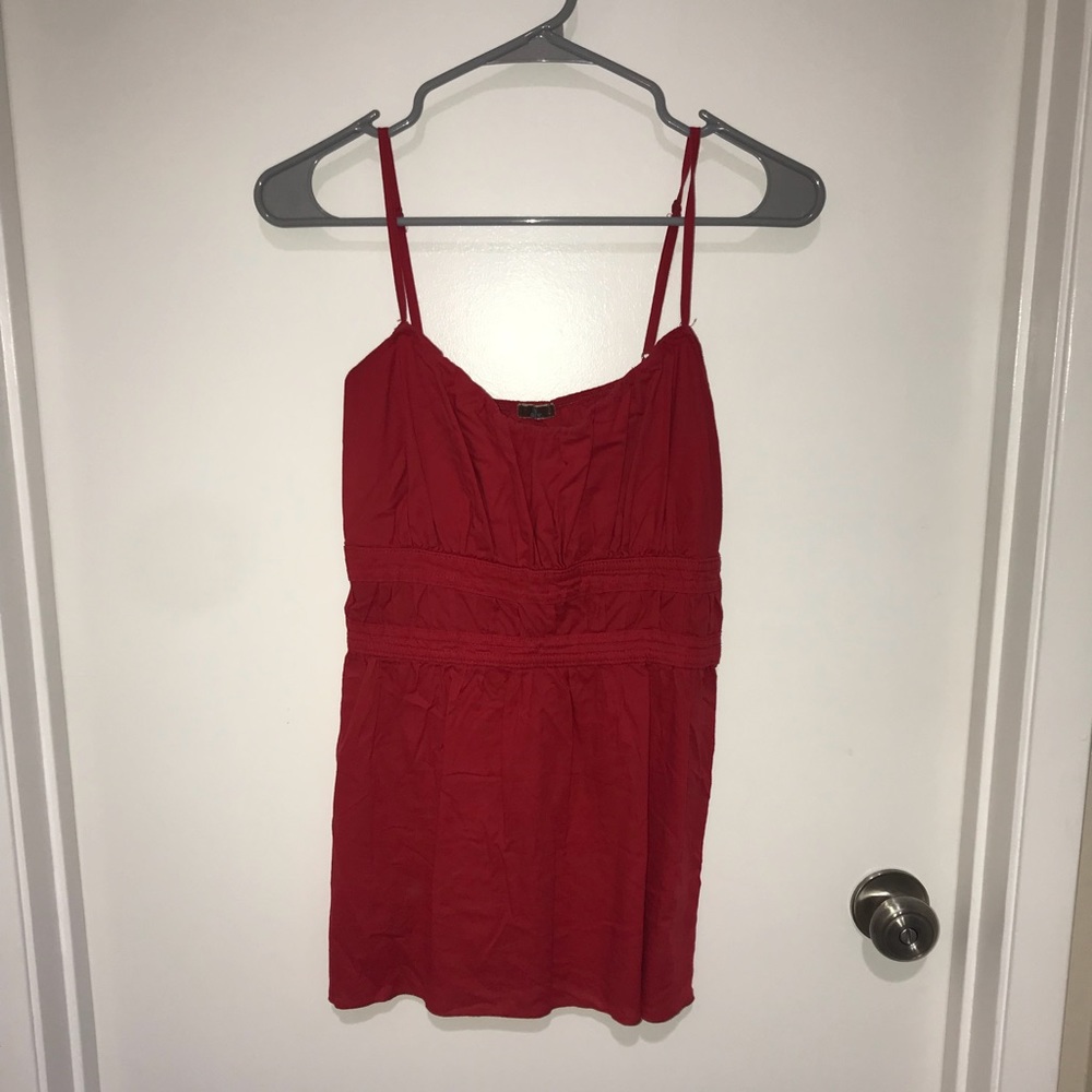Red Cotton Poplin Tank